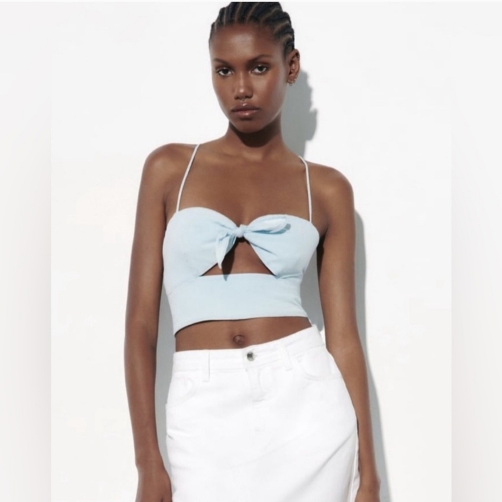 NWT - Zara Front-Tie Crop Top - Size M